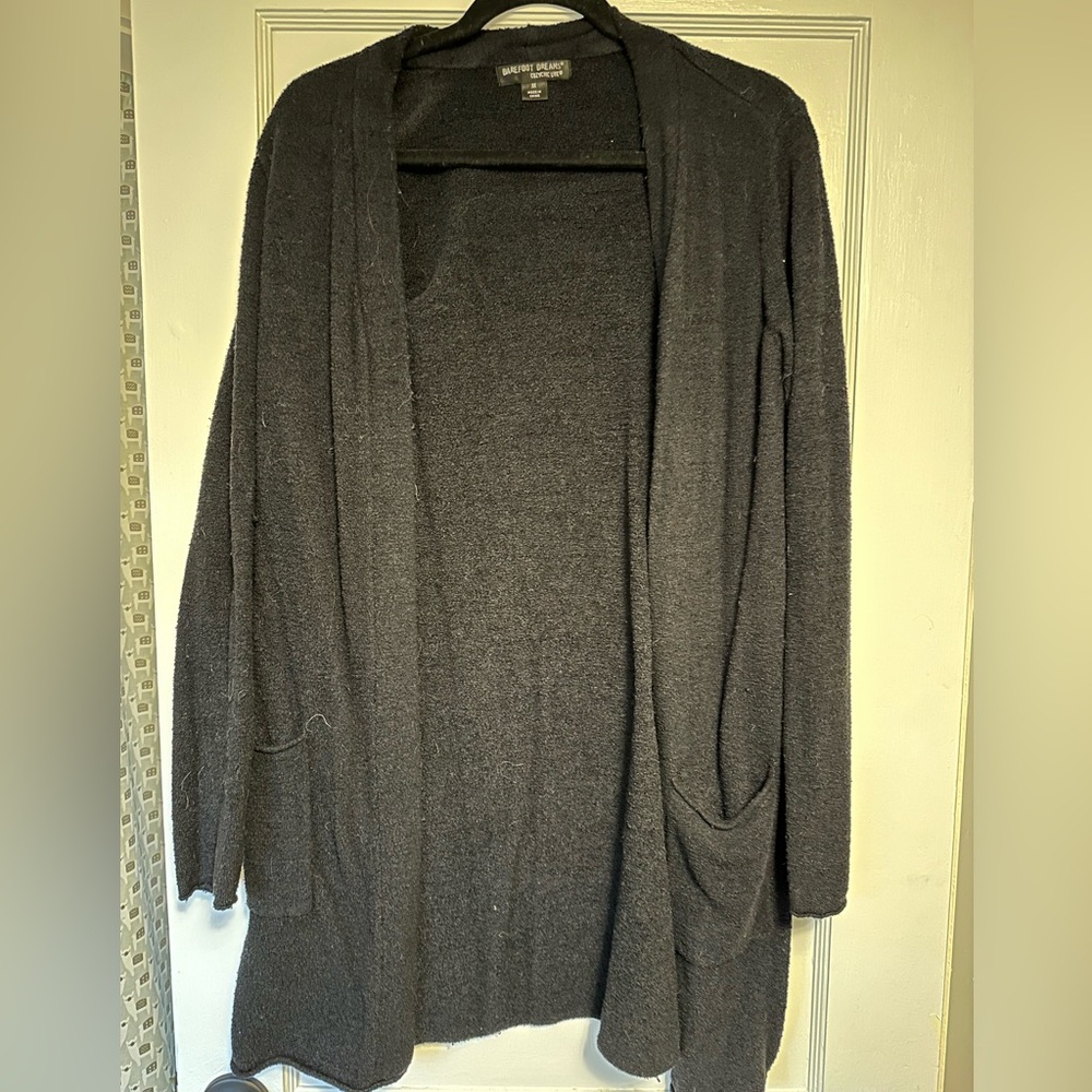 BAREFOOT DREAMS cozychic lite cardigan, size medium, black